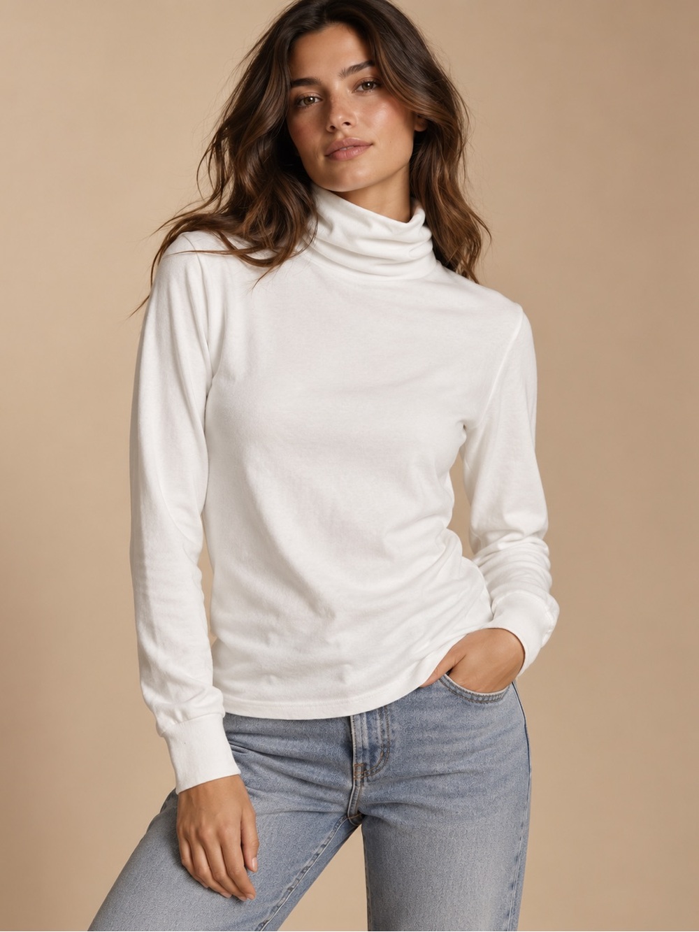 Vintage Ossi Skiwear Vintage White Turtleneck Long Sleeve Top Size S